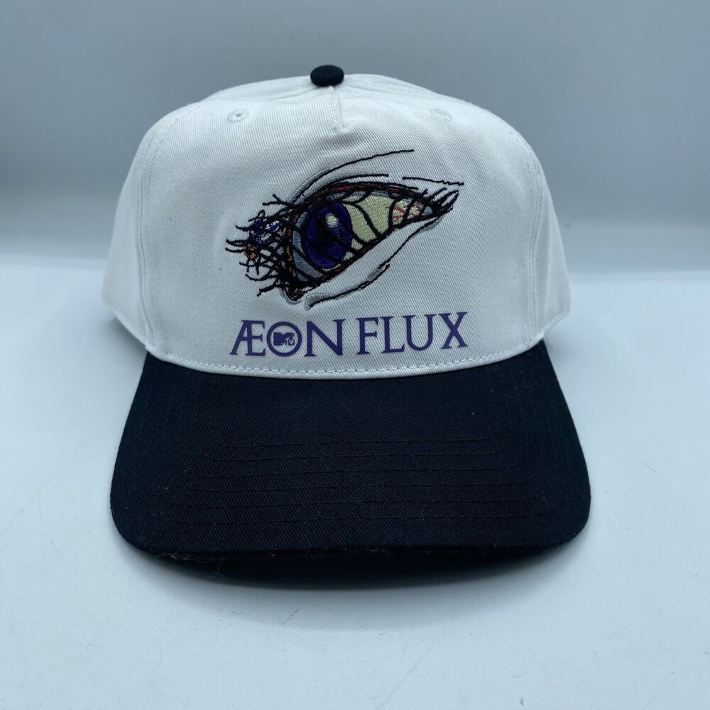 Aeon Flux Hat MTV White White Adjustable Cap Snapback Logo Show TV NWOT